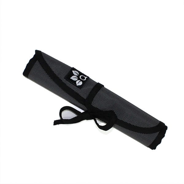 An eco-friendly Placemat Eco-Friendly, this black pencil case features a sleek design with a black ribbon accent.