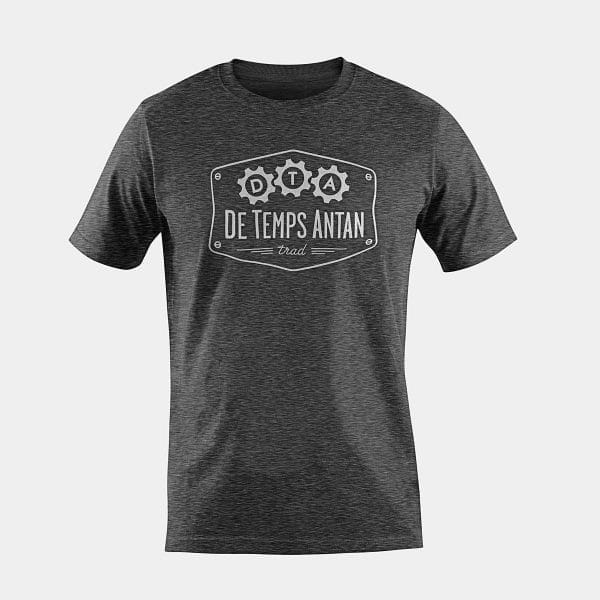 T-shirt gris chiné avec imprimé logo "De Temps Antan" esprit vintage.